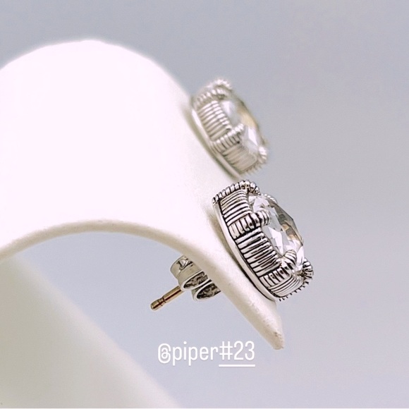 EUC Judith Ripka JR TWO Clear Quartz Doublet Eclipse Stud Earrings - Picture 11 of 13